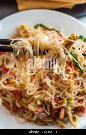 Chinese pork mei fun also known as Singapore-style noodles Stock Photo