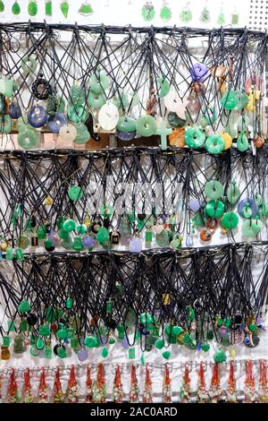 Jewellery for sale at the Temple Street Night Market, Hong Kong Stock Photo