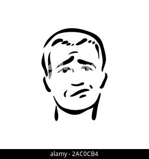 Sceptical face emotion icon on white background Stock Vector