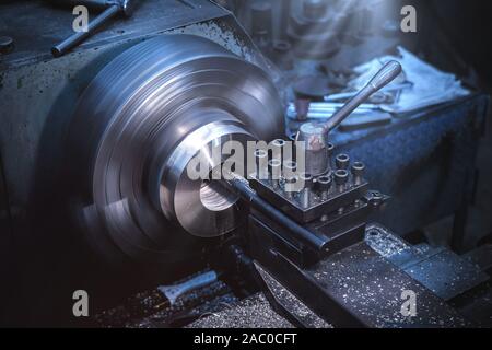 Industry milling mechanical turning metal working process metals parts ,Manufacturing industrial Stock Photo