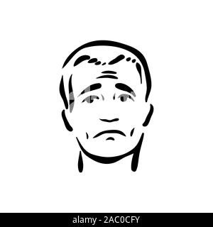 Sceptical face emotion icon on white background Stock Vector