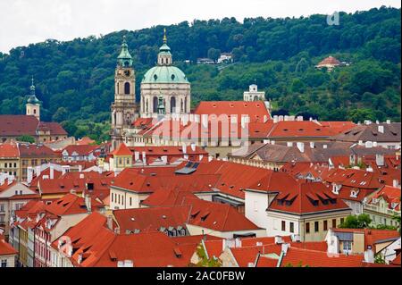 Red roofs of Prague in the Czech Republic. Stock Photo