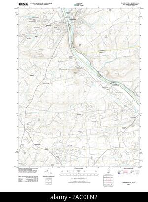 USGS TOPO Map Pennsylvania NJ Lambertville 20110420 TM Restoration Stock Photo