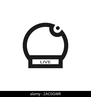 Live broadcasting icon for concept design. Isolated vector illustration sign. Black symbol on white background. Stock Vector