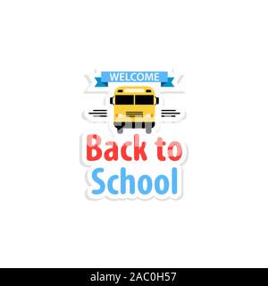 Back to school sticker colorful isolated illustration on white background. Stock Vector
