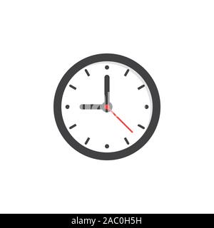 Simple round clock in classic style. Button icon. Vector illustration isolated template. Stock Vector