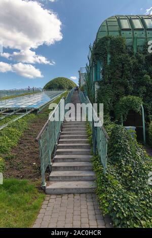 Poland, Warsaw - August 22, 2019 :Staircase leading to the roof gardens of the University Library in Warsaw Stock Photo