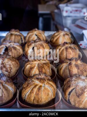 Famous apple dumplings in shop window at Julian California USA Stock Photo