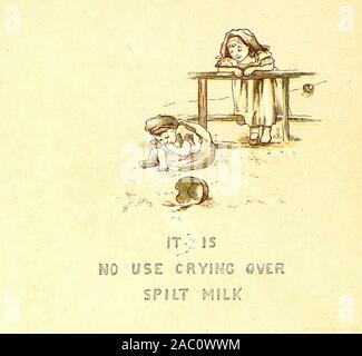 IT'S NO USE CRYING OVER SPILT MILK, Text Written On Black Stamp Sign ...