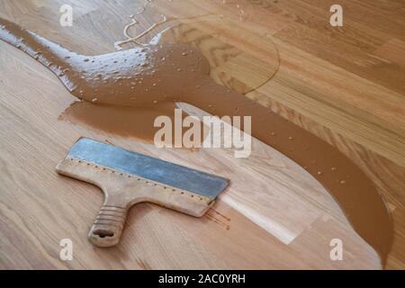 Mix Of Wood Dust Wood Varnish Hardener And Other Parquet