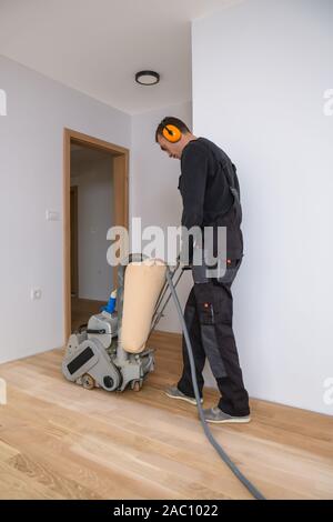 floor grinding scraping hardwood carpenter parquet polishing doing repair apartment machine wood maintenance alamy similar