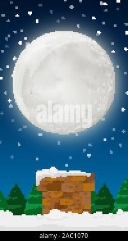 Background scene with fullmoon in winter illustration Stock Vector
