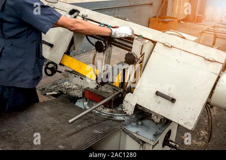 close up CNC milling machine working process  on metal industry Stock Photo