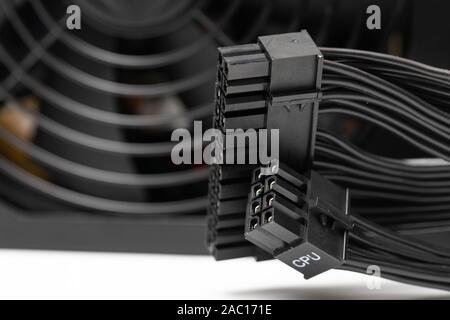 Modular power supply with cables for desktop pc Stock Photo