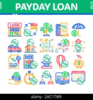 Payday Loan Collection Elements Icons Set Vector Stock Vector