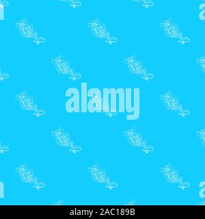 Seamless pattern of magic genies lamp isolated on blue background. Set of seamless floral elements. Magic oil lamp line and solid icon, outline and fi Stock Vector