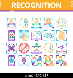Recognition Collection Elements Icons Set Vector Stock Vector