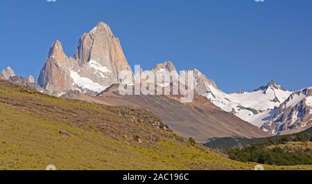 The Patagonian Andes along a Mountain Valley in Los Glaciares National Park in Argentina Stock Photo