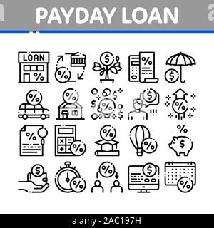 Payday Loan Collection Elements Icons Set Vector Stock Vector