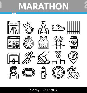 Marathon Collection Elements Icons Set Vector Stock Vector