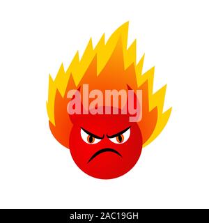 Angry emoticonal. Devil red evil icon with fire. Vector illustration. Stock Vector