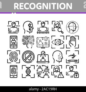 Recognition Collection Elements Icons Set Vector Stock Vector