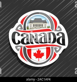 Vector logo for Canada country, fridge magnet with canadian state flag, original brush typeface for word canada and national canadian symbol - Supreme Stock Vector