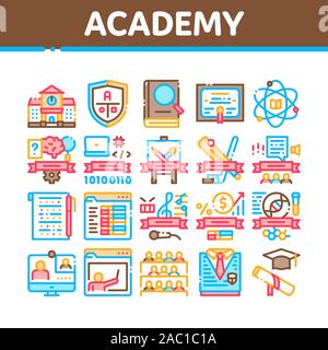 Academy Educational Collection Icons Set Vector Stock Vector