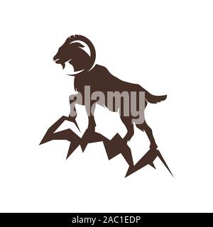 goat logo design vector. creative brand sign of goat symbol. eps.10 icon illustration Stock Vector