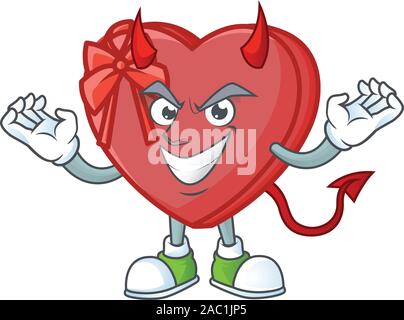 mascot cartoon of love gift box on a Devil gesture design Stock Vector