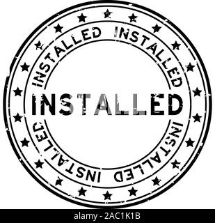 Grunge black installed word rubber seal stamp on white background Stock ...