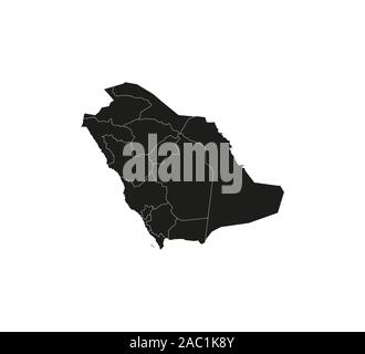 Saudi Arabia map, states border map. Vector illustration. Stock Vector