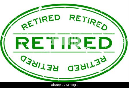 Grunge green retired word oval rubber seal stamp on white background Stock Vector