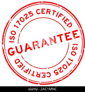 Grunge red iso 17025 certified guarantee word round rubber seal stamp on white background Stock Vector