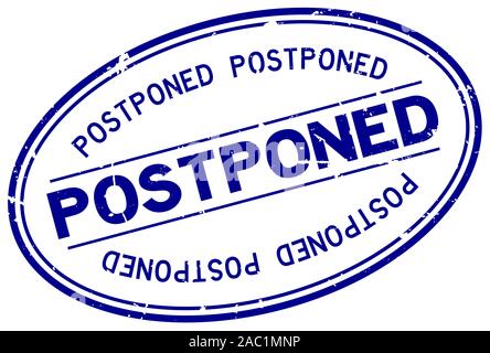 Grunge blue postponed word oval rubber seal stamp on white background Stock Vector