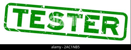 Grugne green tester word square rubber seal stamp on white background Stock Vector