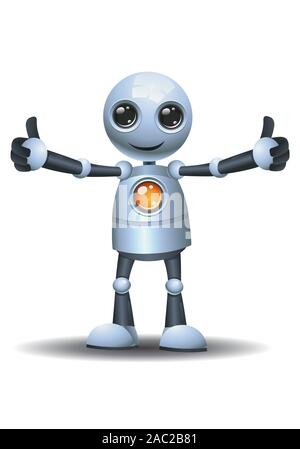 3d illustration of little robot business giving side to side double thumb up on isolated white background Stock Photo