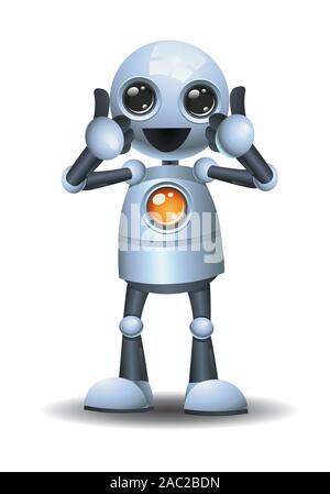 3d illustration of little robot business giving cheerful double thumb up on isolated white background Stock Photo