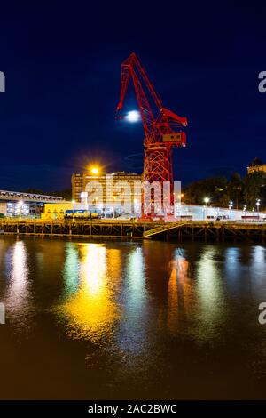 'La Grua Carola', Nervion River, Bilbao, Bizkaia, Basque Country, Spain, Europe Stock Photo