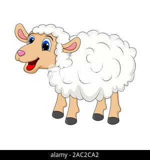 Sheep Cartoon Mascot Character Standing for farm concept. happy vector white lamb isolated on white background Stock Vector