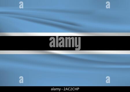 Waving Botswana flag, official colors and ratio correct. Botswana national flag. Vector illustration. Stock Vector