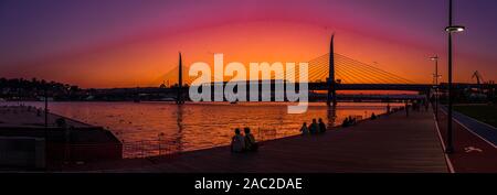 September 2019; Halic metro bridge, Golden horn, Istanbul, Turkey Stock Photo