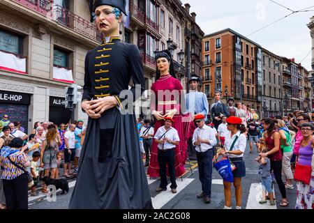 “Giants and Big-Heads”, Aste Nagusia (English: Great Week) the main festival of Bilbao, Bizkaia, Basque Country, Spain, Europe Stock Photo