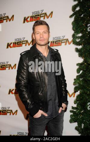 Host Ryan Seacrest arrives at 102.7 KIIS FM's Jingle Ball 2011 at Nokia Theater L.A. Live on December 3, 2011 in Los Angeles, California. Stock Photo