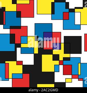 Abstract seamless geometric background of intersecting squares of different colors for design and decoration of flyer, booklets, textiles and wrappers Stock Vector