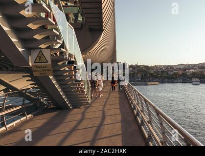 September 2019; Halic metro bridge, Golden horn, Istanbul, Turkey Stock Photo