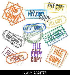 Set of rectangular stamps file copy, vector illustration. Stock Vector