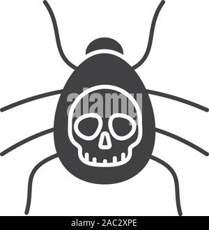 Poisonous spider icon. Danger bug silhouette symbol. Computer virus. Negative space. Vector isolated illustration Stock Vector