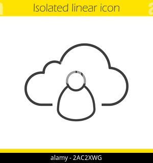 Cloud storage user linear icon. Thin line illustration. Personal data web hosting. Cloud computing contour symbol. Vector isolated outline drawing Stock Vector