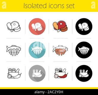 Icons of products categories white and color Vector Image